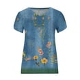 thumbnail image 3 of Babysbule Womens Summer Tunics Tops Short Sleeve Casual Floral Print T-Shirts V Neck Loose Comfy Tee Fashion Cute Blouse, 3 of 4
