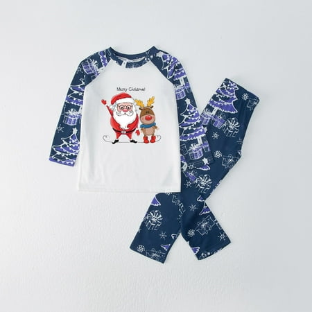 

Tfalo Christmas Pajamas For Family Parent-Child Warm Christmas Set Printed Home Wear Pajamas Two-Piece Kid Set