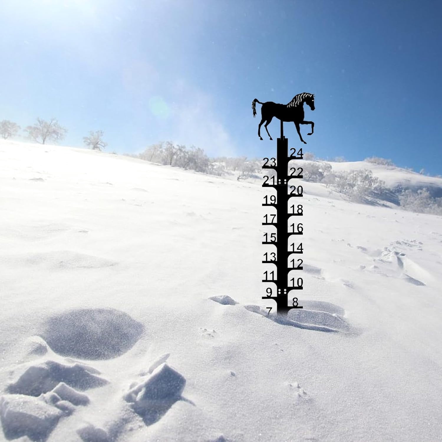 Snow Measuring Stick, 24inch Snow Gauge, Outdoor Measuring Gauge, Metal Detachable Snow Measuring Stick, Rain Gauge Garden Stakes for Yard, Lawn & Garden, Easy to Read