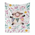 thumbnail image 1 of Modern Soft Flannel Fleece Throw Blanket, Watercolor Romantic Design Cartoon Like Sheep and Branches Florals Print, Cozy Plush for Indoor and Outdoor Use, 50" x 70", Multicolor, by Ambesonne, 1 of 6