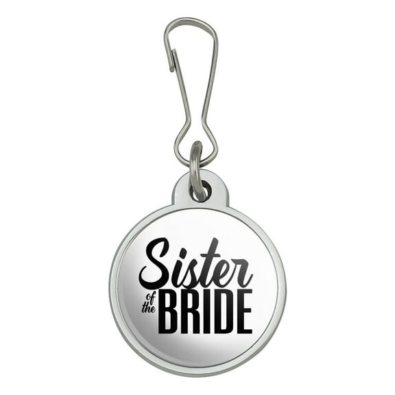 Sister of the Bride Wedding Jacket Handbag Purse Luggage Backpack Zipper Pull Charm
