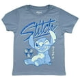 thumbnail image 5 of Stitch Chilling Boys Short Sleeve Light Blue Youth T-Shirt (US, Alpha, X-Small, Regular, Regular), 5 of 7