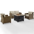 thumbnail image 3 of Afuera Living 4-Piece Wicker / Rattan Patio Fire Pit Sofa Set in Sand/Brown, 3 of 10
