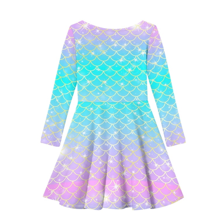 DISNIMO Kids Fish Scale Dress Girl Scale Dress Girls 13-14 Long Sleeve  Dresses for Children Girls Dresses Casual Fall Dresses for Teens Holiday  Dresses Kid Preppy Dress Skater Dress Long Sleeve Kids -