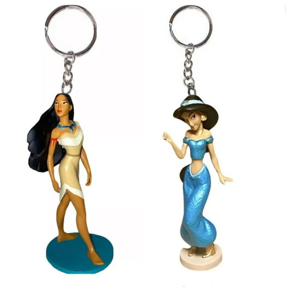 Princess Pocahontas & Jasmine PVC Key Ring Keychain Figure Figurine Charm Aladin