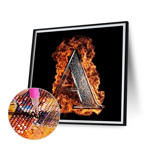 Cuadros Decorativos Baloncesto fuego letra A 5D DIY diamante pintura Kits completo redondo taladro B5229) Wdftyju embutido en tela