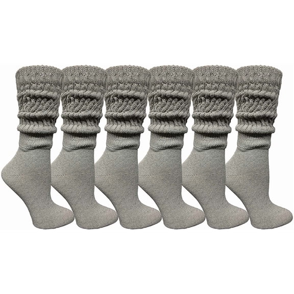 6 Pairs Of Yacht & Smith EXTRA THICK Slouch Socks for Women, Extra Heavy Slouchy Ladies Cotton Crew Boot Socks