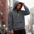 thumbnail image 6 of Thermal Hoodie for Men Drawstring Cuffed Long Sleeve Outdoor Pullover Top with Pockets for Hiking Gray S, 6 of 8