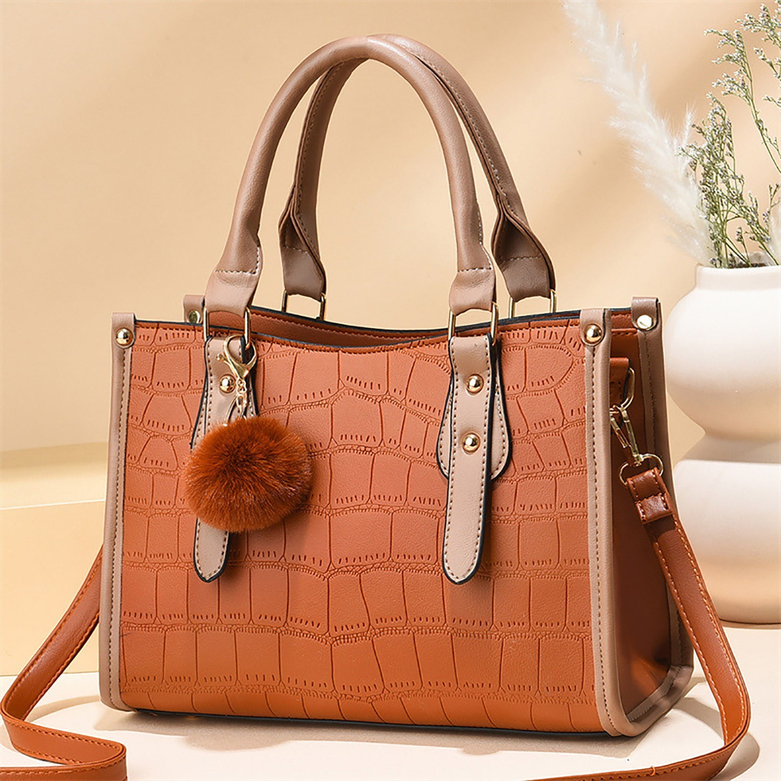 Medium Tote Bag for Women Laptop Tote Bag Vintage Work Bags Top-handle Purses with Adjustable Strap