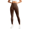 thumbnail image 4 of Women's High Waisted Sheer Yoga Pants, Tummy Control Full Length Design, Seamless Stretch Comfortable Leggings For Fitness And Running Coffee S, 4 of 4