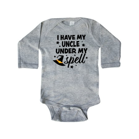 

Inktastic I Have My Uncle Under My Spell with Cute Witch Hat Gift Baby Boy or Baby Girl Long Sleeve Bodysuit