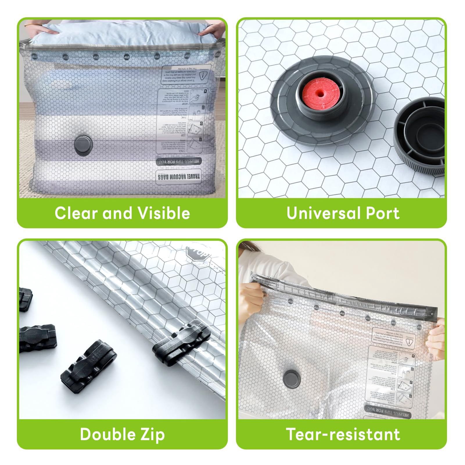Cordless Travel Vacuum Bag Set, Waterproof Packing Compression Bags,Reusable Space with Rechargeable Air Pump for Moving & Seasonal Clothing Storage