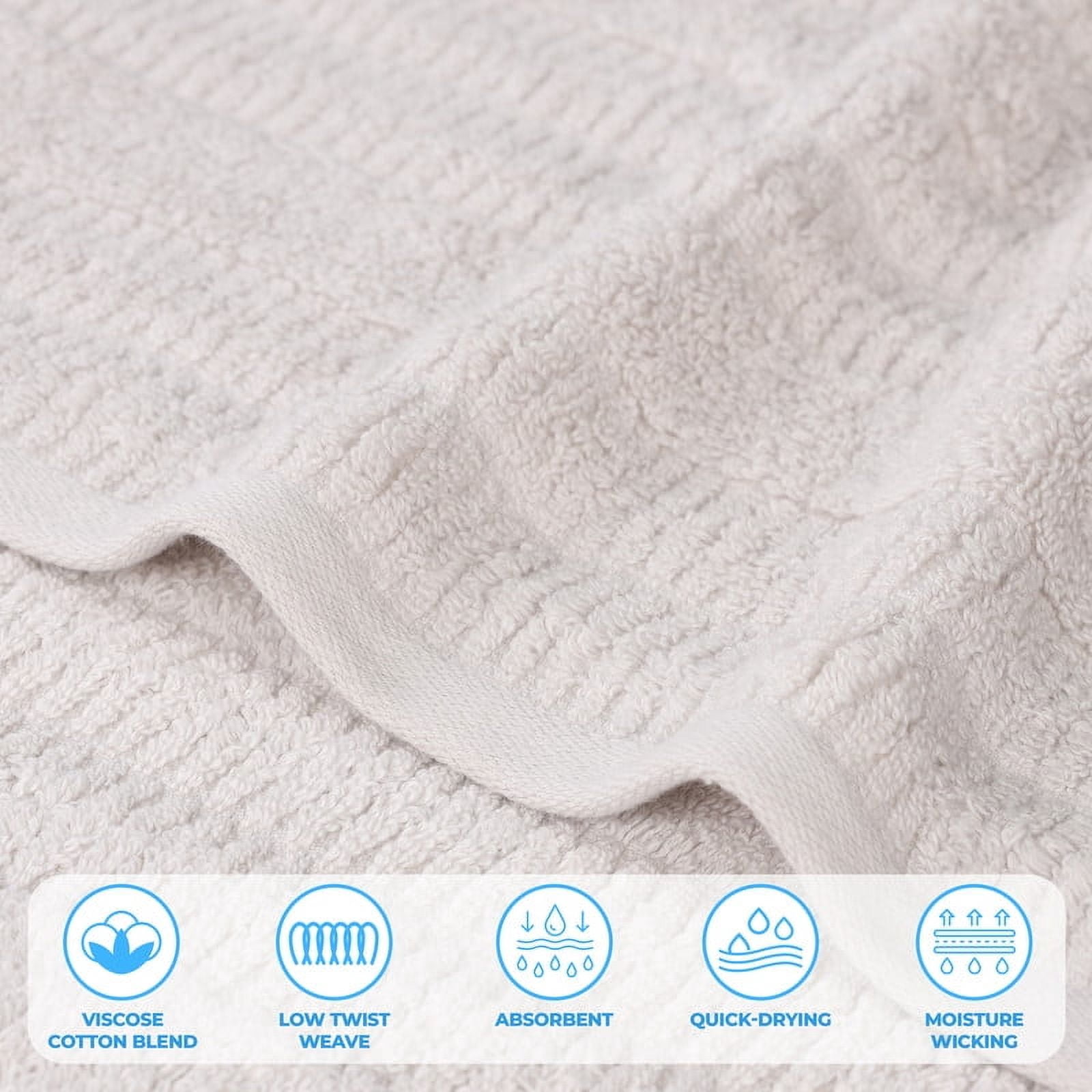 Superior Mika Smart Twist Cotton Medium Weight Bath Towels, Set of 2, Quick Dry Towels, Silver