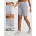 thumbnail image 5 of BALEAF Women's Bermuda Shorts Athletic Running Shorts Quick Dry High Waisted Workout Gym Shorts with Zipper Pockets Walking Casual Gray M, 5 of 7