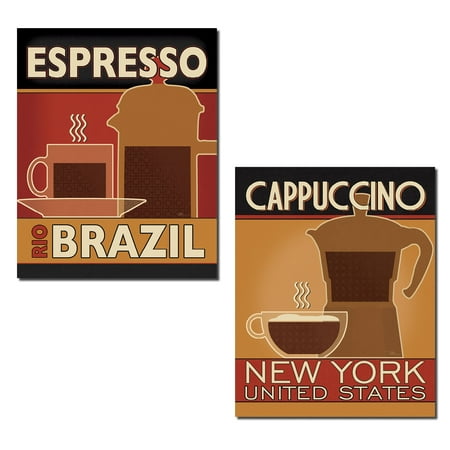 Retro Style Caffe Espresso And Cappuccino Brazil And New York