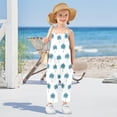 thumbnail image 5 of Girls' Jumpsuits Rompers Summer Casual Sleeveless Rompers With Pockets Spaghetti Strap Romper Teal Palm Tree Pattern 1T, 5 of 7