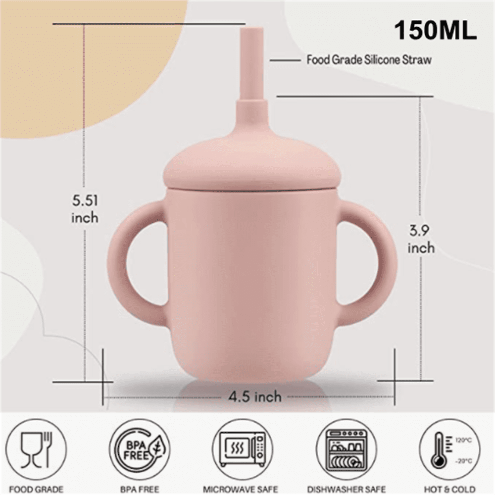 3-in-1 Bpa-free Silicone Training Cup With Straw Lid Handle For Toddlers -  Microwave & Dishwasher Safe - Spill-proof Snack Container - Temu