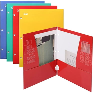 Mr. Pen- Pocket Folders, 4 Pocket, 4 Pack, Assorted Colors, Folders with Pockets 3 Hole Punched