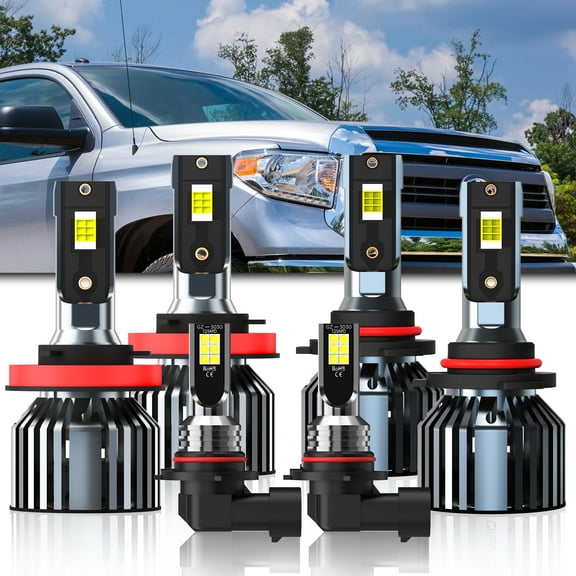 LED Headlight Bulbs Fit for Toyota Tundra 2007-2013,9005/HB3 High Beam   H11/H8/H9 Low Beam Bulbs   9145/9140 LED Fog Light Bulb,6000K Cool White,Plug and Play with Cooling Fan,Pack of 6