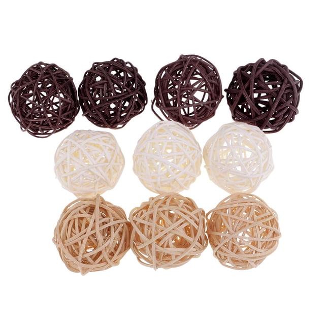 Árbol De Navidad De Mimbre De La 20pcs Que Cuelga CafÉ De La DecoraciÓN, color de natural Del Color Macarena Bolas de mimbre de ratán
