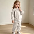 thumbnail image 6 of ZACPNCV Kids Warm Fleece Sweatsuit Boys Girls Solid Color Long Sleeve Pullover Sweatshirt with Jogger Pants 2 Piece Lounge Set 18-24Months Beige, 6 of 8