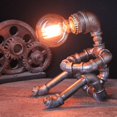thumbnail image 2 of Lampe de Table Vintage Rétro Industrielle Tuyaux d'Eau en Fer Lampe Robot Lumière de Bureau, 2 of 9