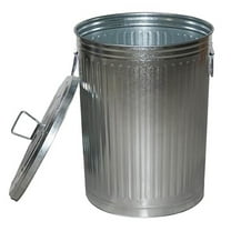 20 Gallon Outdoor Metal Trash Can with Lid Round Galvanized Steel Silver