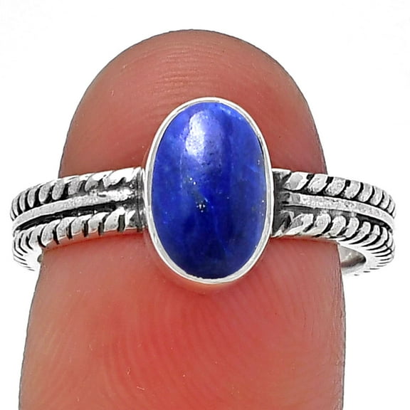 Natural Lapis Lazuli - Afghanistan 925 Sterling Silver Ring s.7.5 Jewelry R-1260 SDR217272