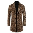 thumbnail image 5 of INSPIRE CHIC Animal Printed Trench Coat for Men's Notched Lapel Classic Vintage Winter Overcoats L Brown, 5 of 6