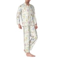 thumbnail image 2 of Naloa Flower Rabbit Men’s Pajamas Set - Long Sleeve Button Down Sleep Shirt and Pajama Bottoms Sleepwear Set-XX-Large, 2 of 7