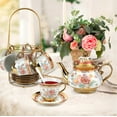 thumbnail image 6 of 20-Piece Ceramic Tea Set & Coffee Set with Metal Stand ,Vintage Elegance Afternoon Tea Set Floral Pattern The Perfect Choice for Afternoon Tea Moments and Gifting Occasions, 6 of 14