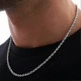 thumbnail image 3 of Cadena de cuerda para hombres, 2,5 mm, 3 mm, 4 mm, cadena de cuerda de acero inoxidable chapado en 18 k, collar para hombres y mujeres, 22 pulgadas, plata, 3 mm, código de producto 60184 24 pulgadas,, 3 of 4