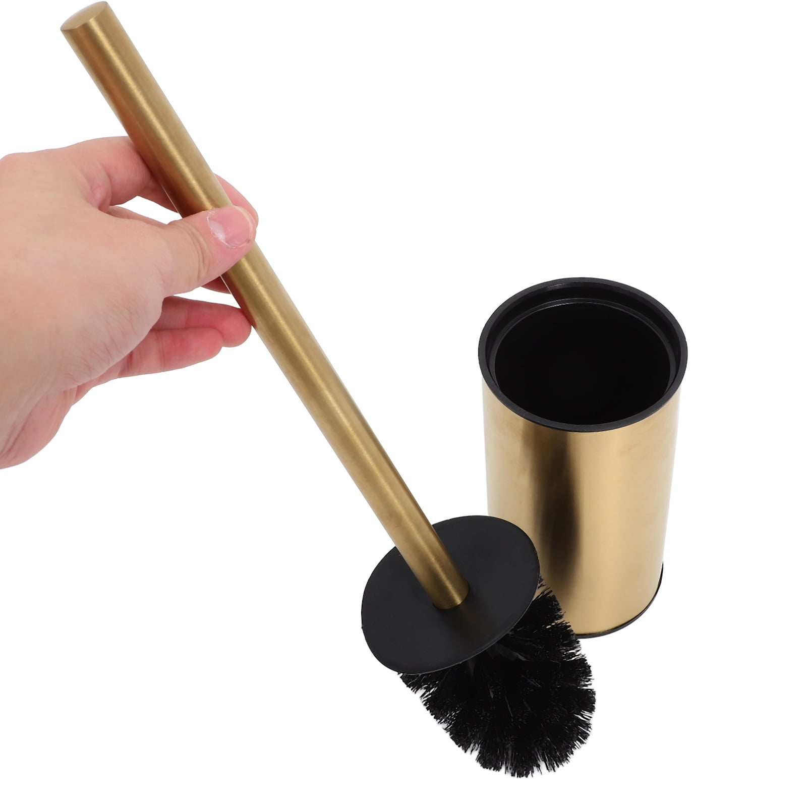 Mat Black Bowl Toilet Brush Holder 34.50X7.30X7.30CM Golden