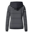 thumbnail image 6 of HomeDM Womens Stripes Hoodies Sweatshirts with Pocket Long Sleeve Shirts Comfy Casual Tops Fall Winter Pullover Tops - Black/L, 6 of 8