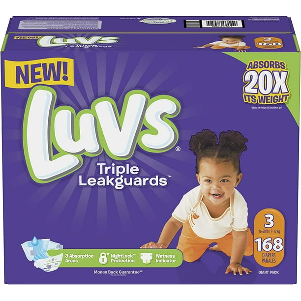 Luvs Triple Leakguards Diapers Size 3, 168 Count