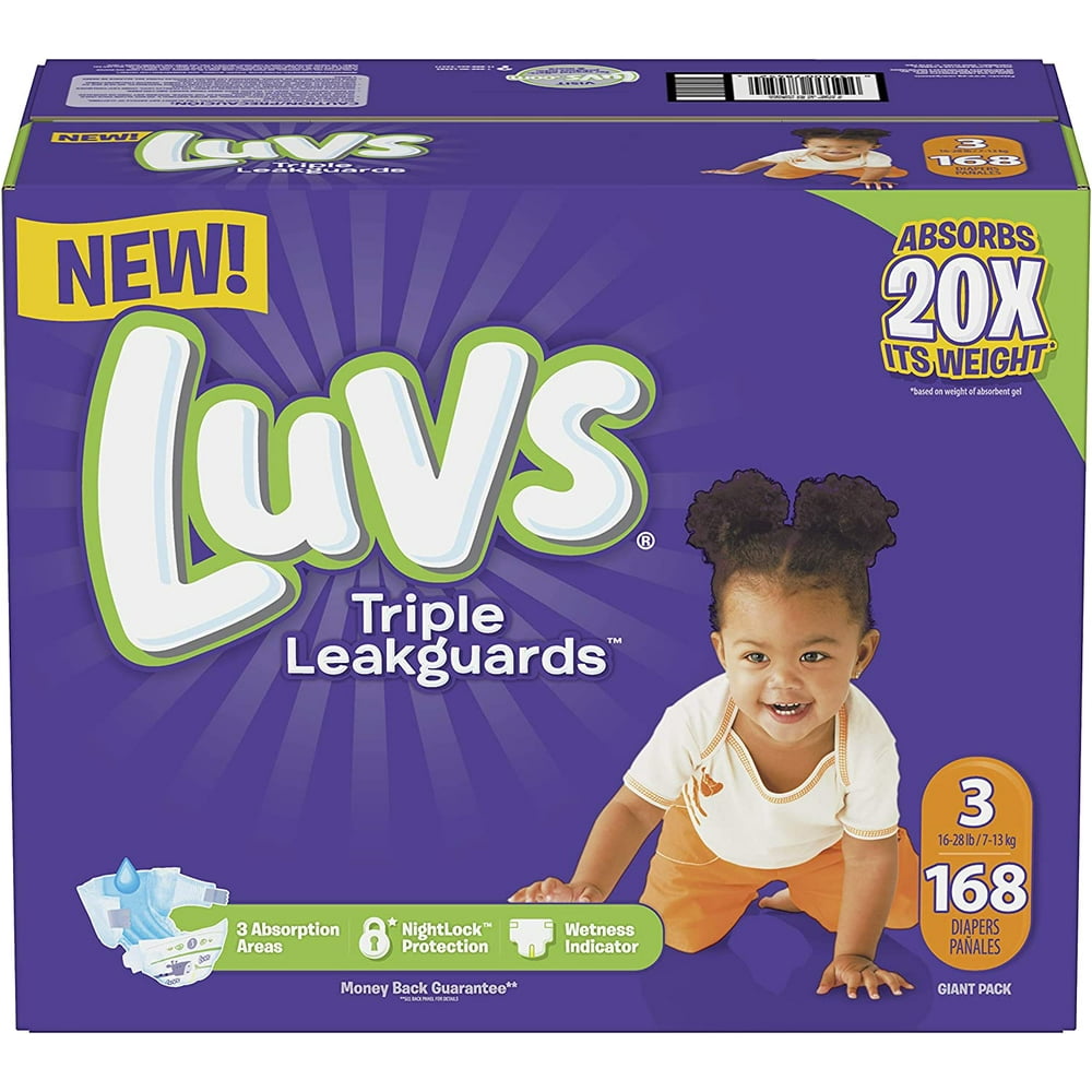 Luvs Triple Leakguards Diapers Size 3, 168 Count