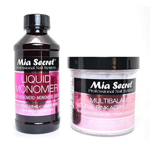MIA SECRET 4oz LIQUID MONOMER + 4oz NATURAL PINK ACRYLIC POWDER NAIL