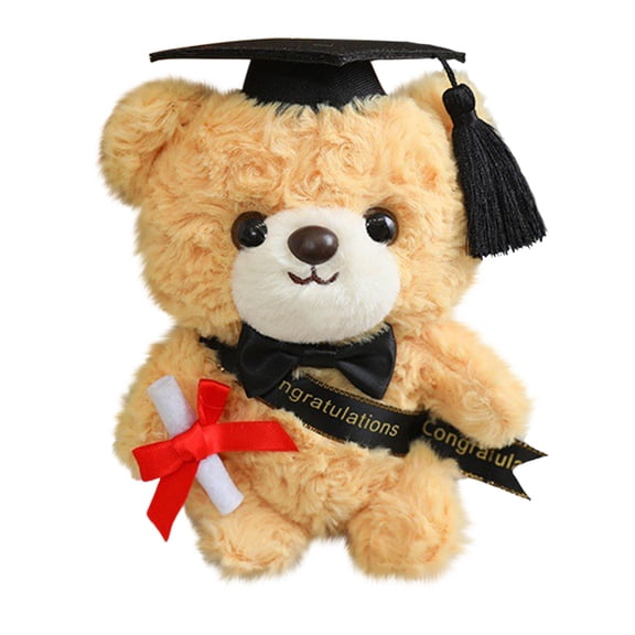 Stuffed Bear Graduation Bear Keychain PhD Cap Small Plush Doll Mortarboard Backpack Charm Graduation Gift Keepsake Cute Ornament Decoration