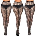 thumbnail image 1 of Lace Patterned Fishnet Tights for Women Black Fishnets Leggings Lace Tights, 1 of 6