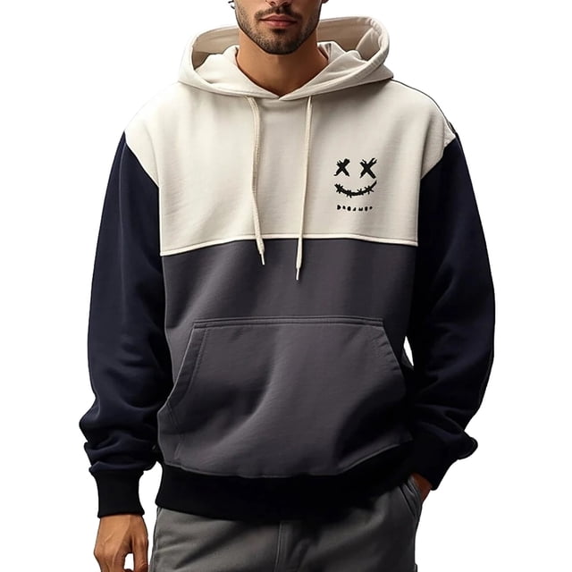 toraway Sweatshirts pour Hommes Design Graphique Hiver Mode Décontractée Impression Partielle Chandail à Capuche Manches Longues Chandail à Capuche avec Cordon de Serrage pour Hommes TTTG