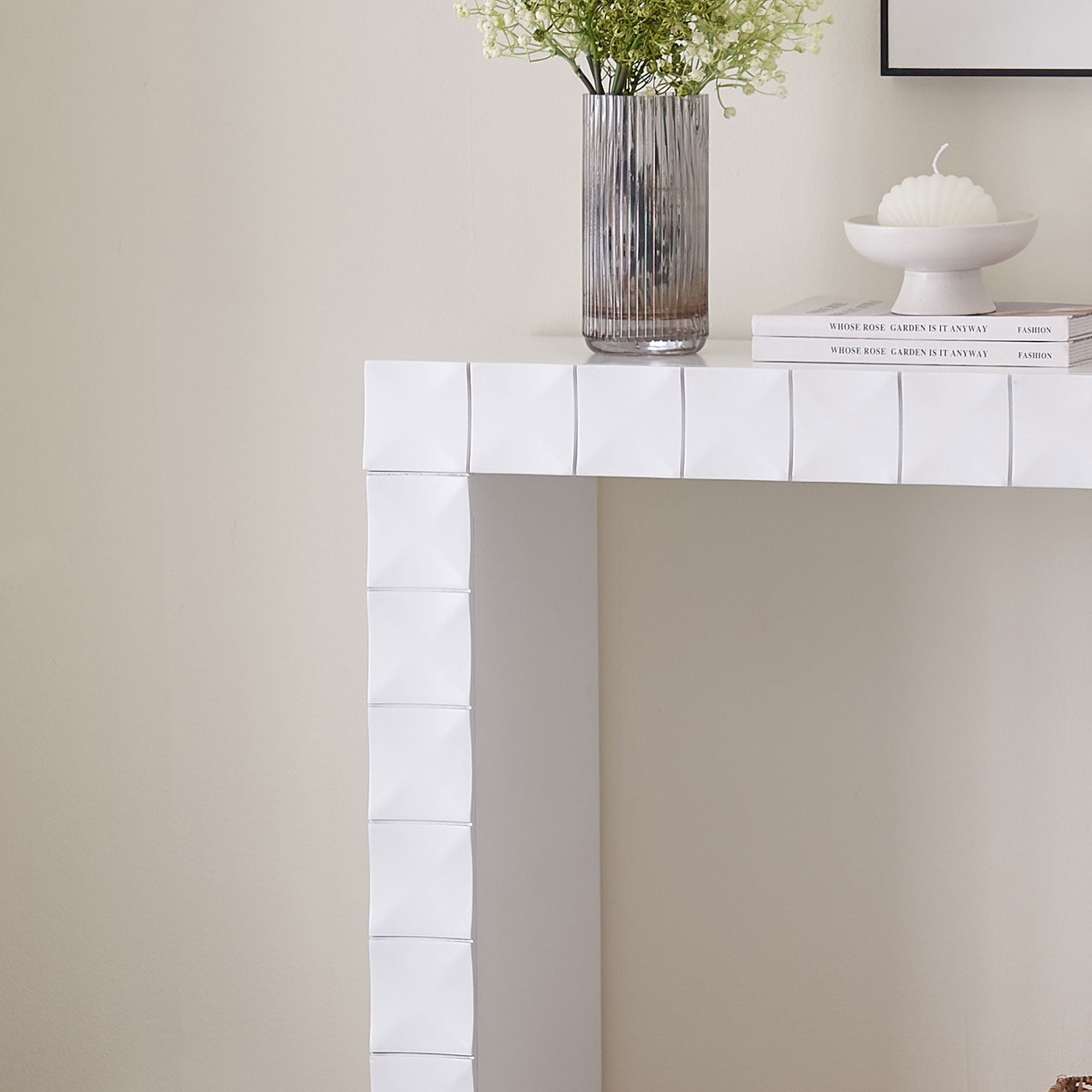 Kings Brand Furniture Turlock Wooden Console Table - Sofa Table, Side Table, Entryway Table, Display Table Perfect for Hallway, Living Room, Foyer (White)