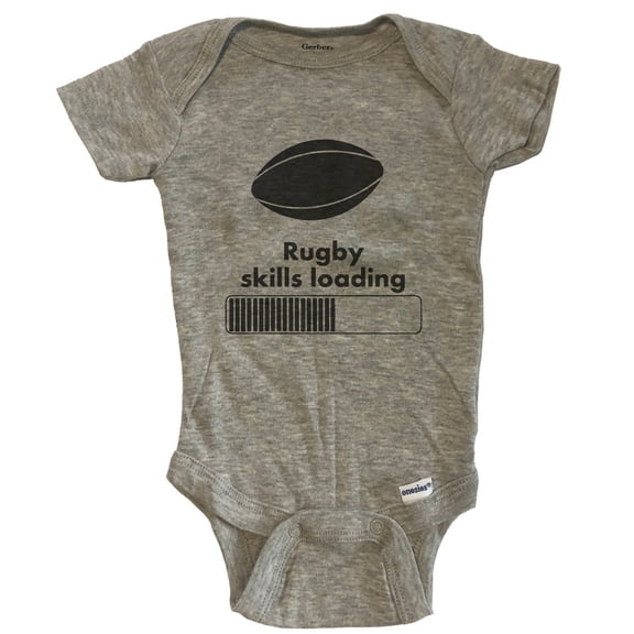 Rugby Skills Loading Funny Baby Bodysuit - Grey