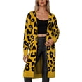 thumbnail image 3 of Cardigan Sweaters for Women Open Front Knit Long Sleeve Leopard Print Sweater with Oversized Pocket Fall Winter Fashion Casual Comfy Crew Neck Yellow S, 3 of 6