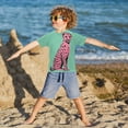 thumbnail image 3 of FORMRS Boys Rash Guard Short Sleeves Swim Shirt Quick Dry UPF 50+ Sun Protection, Sizes 3-12T, Pink Cheetah, 3 of 6