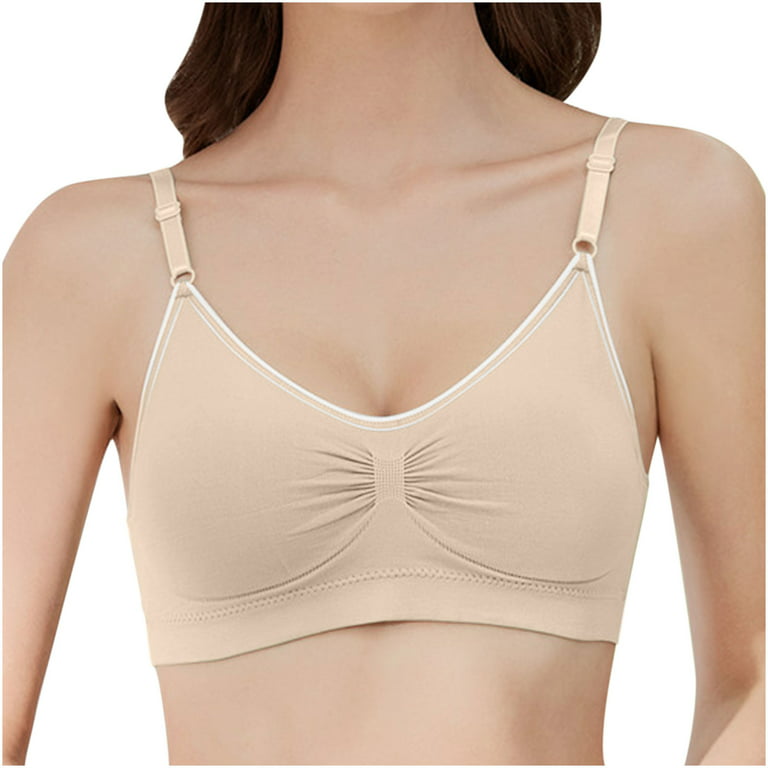 Fesfesfes Women Small Breasts Bras Padded Gathered Sexy Sleep Bra Seamless  Shockproof Running Vest Sports Bras Underwear