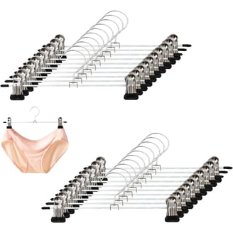 30-Pack Heavy Duty Metal Pants Hangers With Clips - Adjustable, White, Space Saving