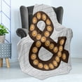 thumbnail image 4 of Symbol Soft Flannel Fleece Blanket, Abstract Design Modern Ampersand Item on Brick Wall Punctuation Marks, Cozy Plush for Indoor and Outdoor Use, 50" x 70", Coconut Orange and Brown, by Ambesonne, 4 of 5