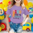 thumbnail image 2 of LUOGENLI T-Shirt pour Filles et Garçons, Col Rond, Manches Courtes, T-Shirt d'Été Décontracté, Ensemble Maxi, Tenues 2 Pcs pour Filles, Violet, 8-9 Ans, 2 of 4