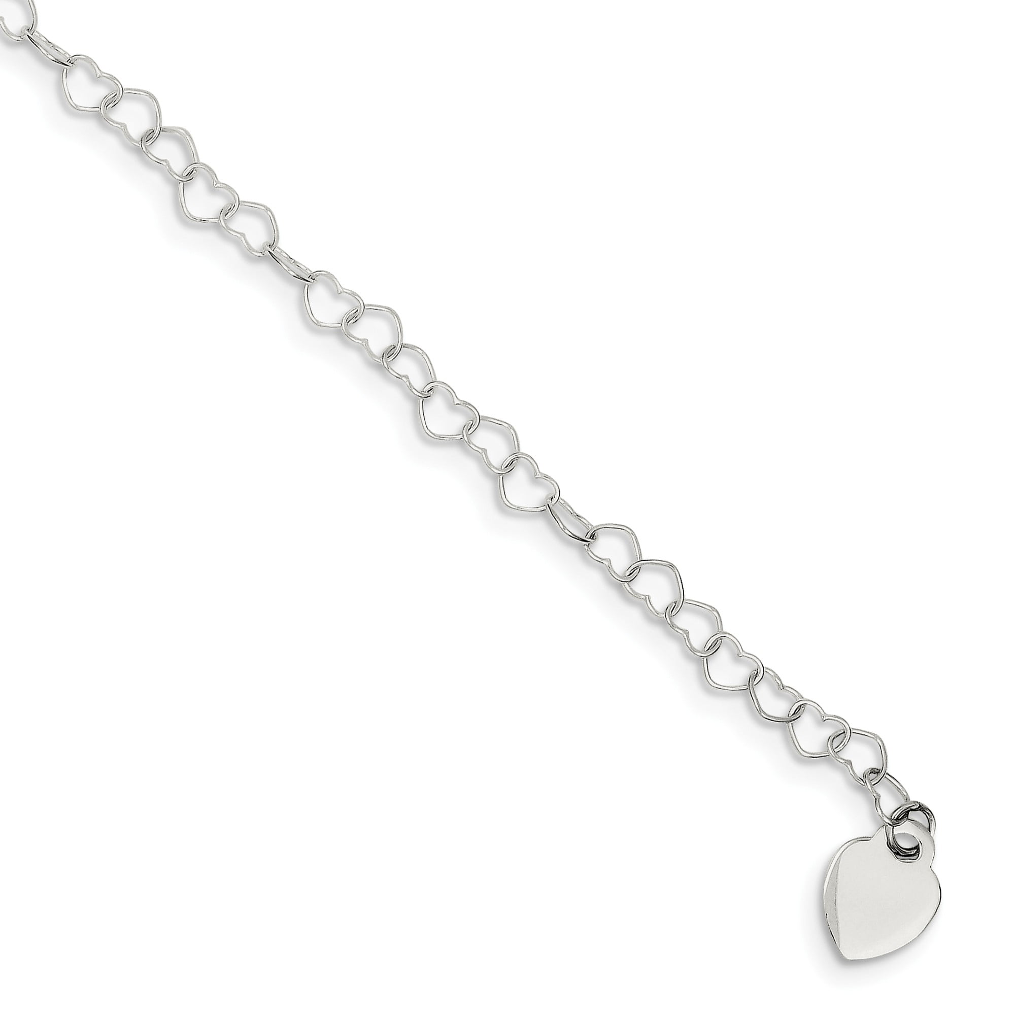 Sterling Silver Polished 3-D Puffed Fancly HeartLink Bracelet With Lobster Clasp Length 7.5 Inch