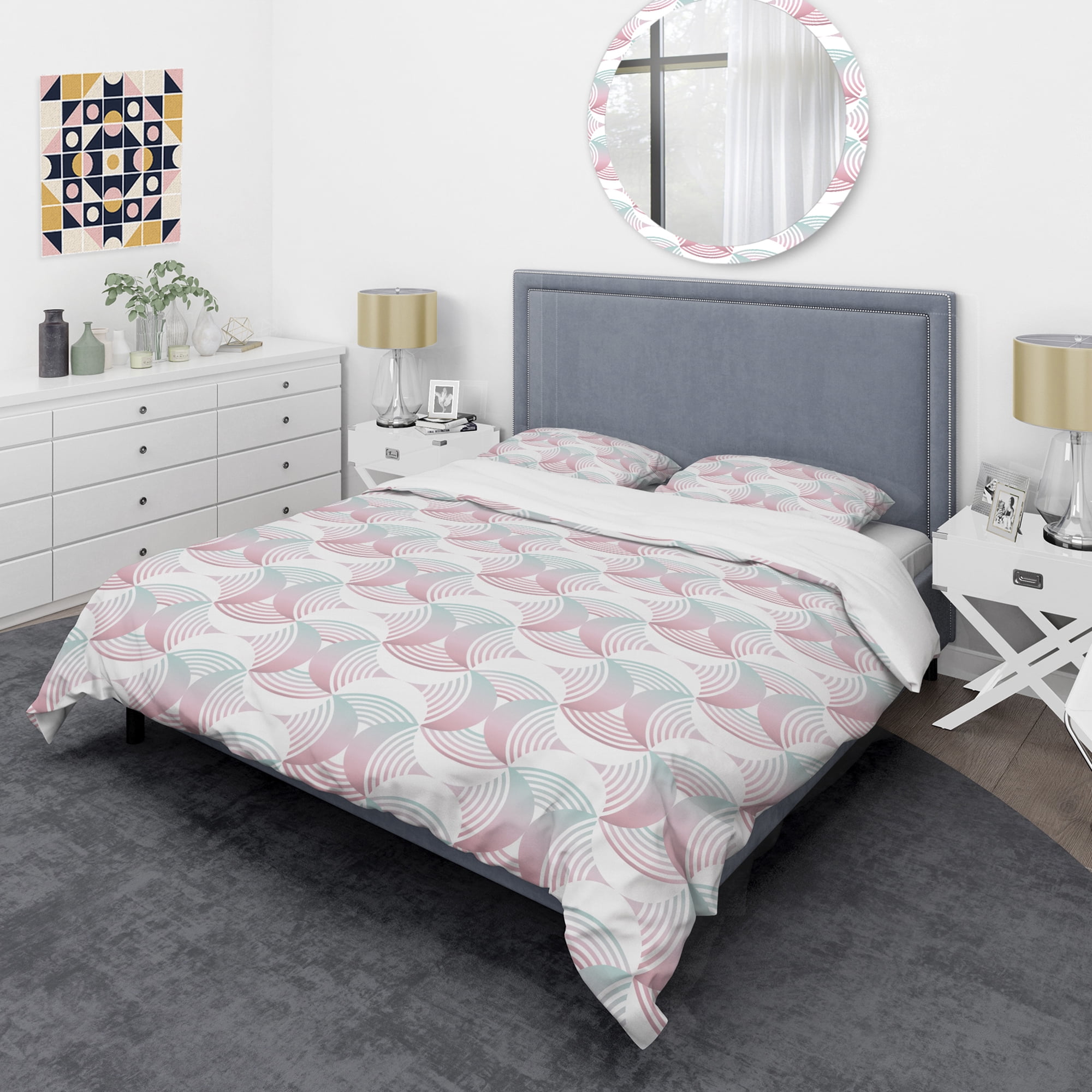 Designart 'Retro Geometrical Abstract Pattern I' Mid-Century Modern Duvet Cover Set